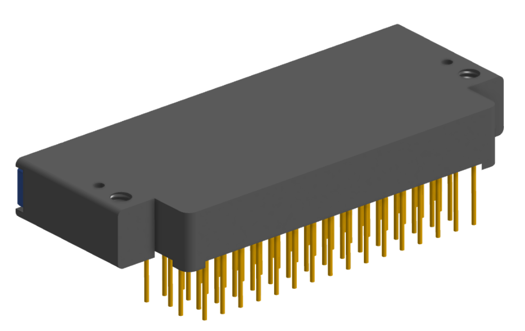 NK-2F2-065-455-TH00 - Nano-miniature D-shaped right angle plated through hole (PTH) board mount connector with mounting holes, 2 rows with 65 contacts, and threaded holes for attachment hardware. (Receptacle)