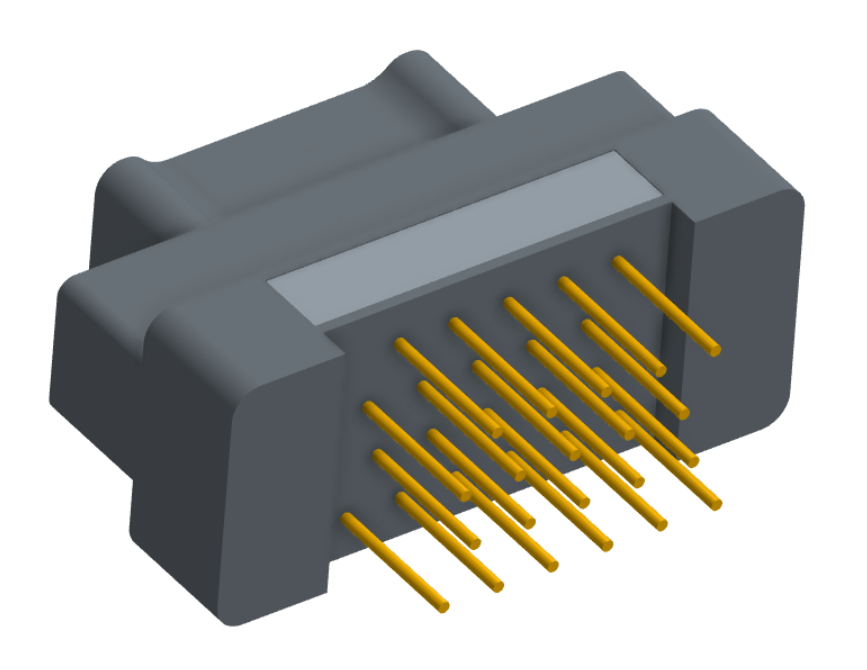 NK-2G2-021-138-0000 - Nano-miniature D-shaped vertical plated through hole (PTH) board mount connector, 2 rows with 21 contacts, and no hardware. (Plug)