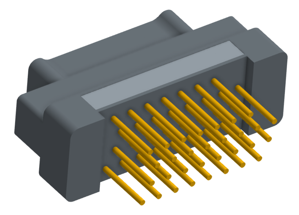 NK-2G2-031-145-0000 - Nano-miniature D-shaped vertical plated through hole (PTH) board mount connector, 2 rows with 31 contacts, and no hardware. (Plug)