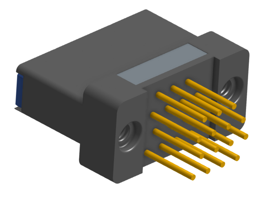 NK-2H2-015-235-TH00 - Nano-miniature D-shaped vertical plated through hole (PTH) board mount connector with mounting holes, 2 rows with 15 contacts, and threaded holes for attachment hardware. (Receptacle)