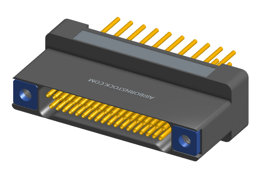 NK-2H2-037-238-TH00 - Nano-miniature D-shaped vertical plated through hole (PTH) board mount connector with mounting holes, 2 rows with 37 contacts, and threaded holes for attachment hardware. (Receptacle)
