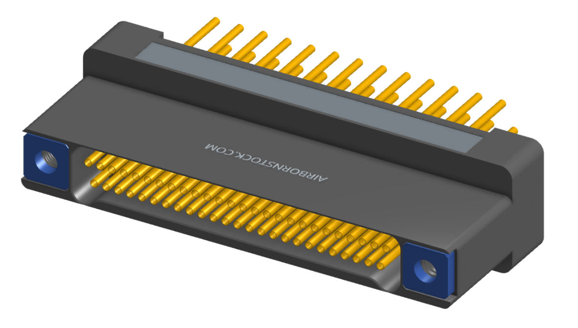 NK-2H2-051-235-TH00 - Nano-miniature D-shaped vertical plated through hole (PTH) board mount connector with mounting holes, 2 rows with 51 contacts, and threaded holes for attachment hardware. (Receptacle)