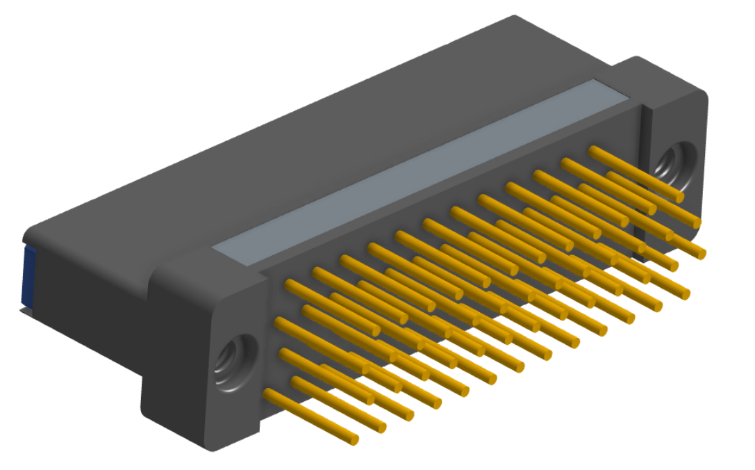 NK-2H2-051-235-TH00 - Nano-miniature D-shaped vertical plated through hole (PTH) board mount connector with mounting holes, 2 rows with 51 contacts, and threaded holes for attachment hardware. (Receptacle)