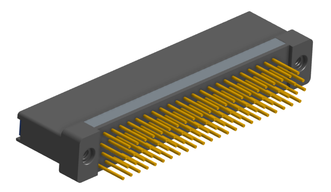 NK-2H2-091-235-TH00 - Nano-miniature D-shaped vertical plated through hole (PTH) board mount connector with mounting holes, 2 rows with 91 contacts, and threaded holes for attachment hardware. (Receptacle)