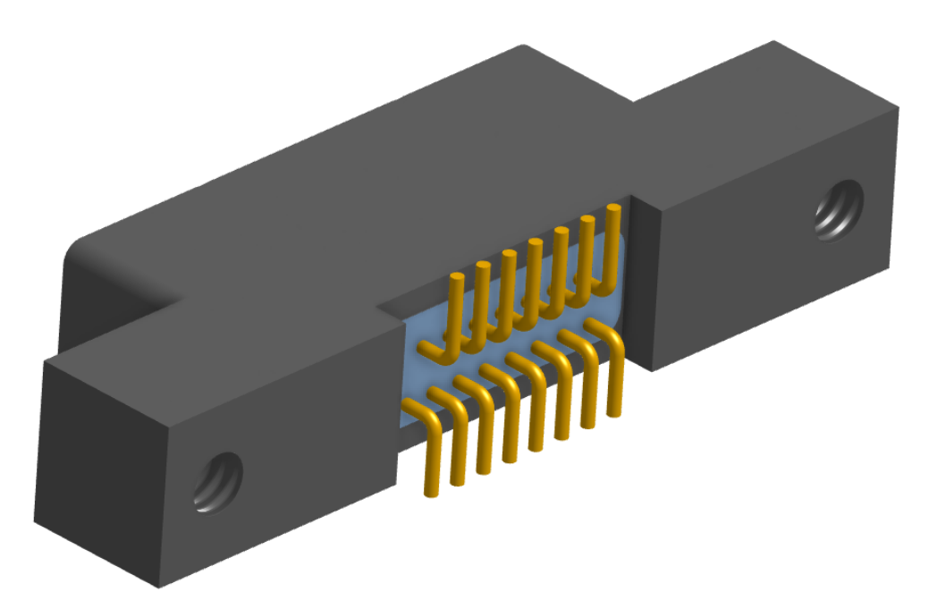 NK-2L2-015-225-0000-010 - Nano-miniature D-shaped vertical surface board mount (SMT) connector with mounting ears, 2 rows with 15 contacts, and no hardware. (Receptacle)