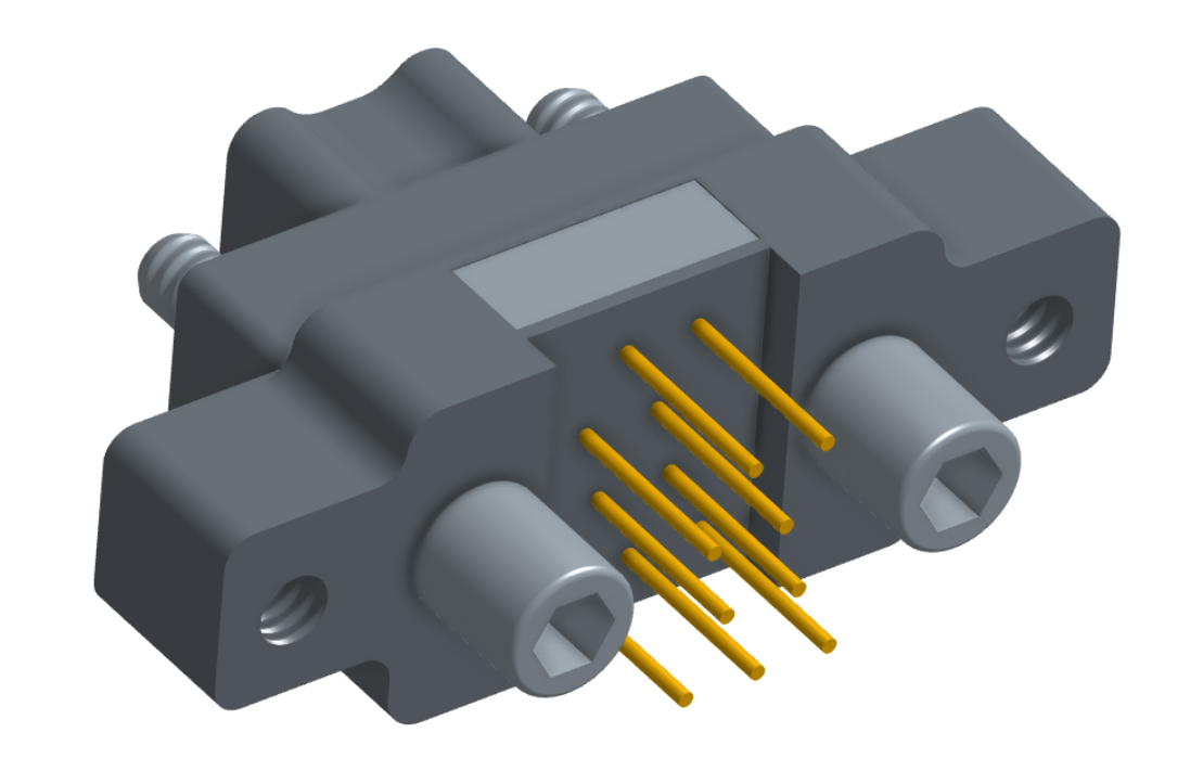 NK-2M5-009-135-JC00 - Nano-miniature D-shaped vertical plated through hole (PTH) board mount connector with mounting ears, 2 rows with 9 contacts, and no hardware. (Plug)