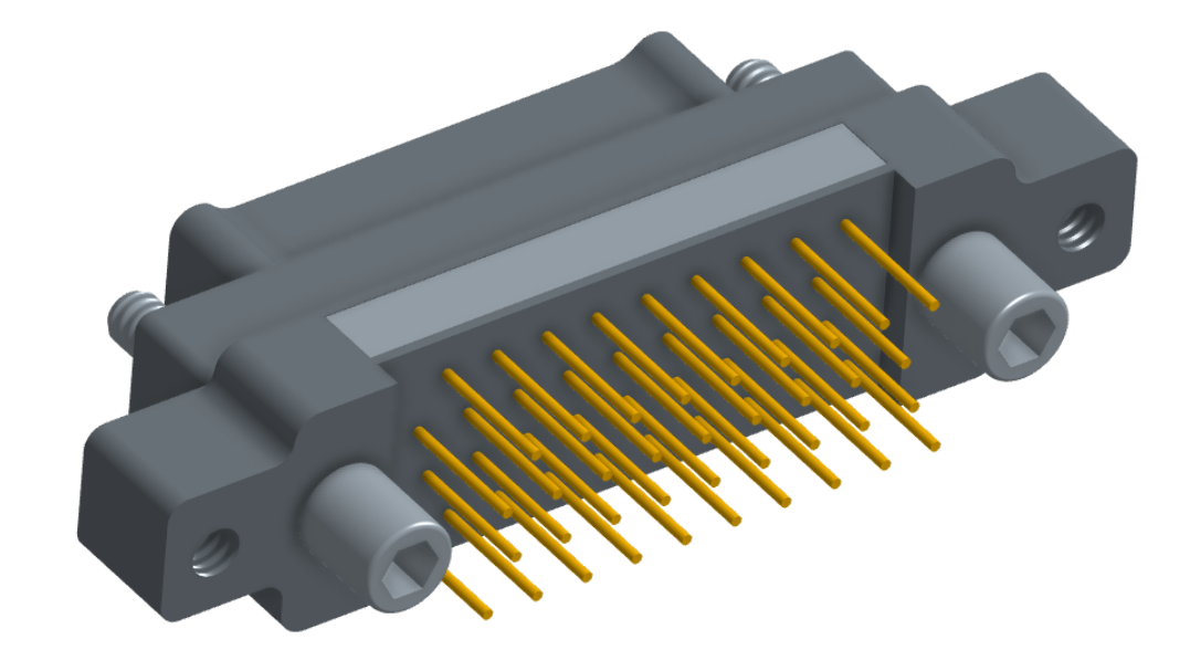 NK-2M5-037-155-JC00 - Nano-miniature D-shaped vertical plated through hole (PTH) board mount connector with mounting ears, 2 rows with 37 contacts, and no hardware. (Plug)