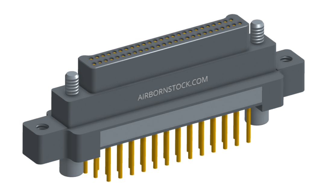 NK-2M5-051-155-JC00 - Nano-miniature D-shaped vertical plated through hole (PTH) board mount connector with mounting ears, 2 rows with 51 contacts, and no hardware. (Plug)