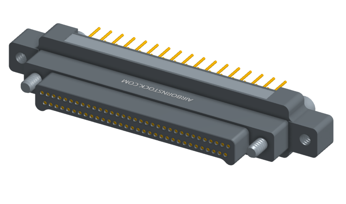 NK-2M5-065-155-JC00 - Nano-miniature D-shaped vertical plated through hole (PTH) board mount connector with mounting ears, 2 rows with 65 contacts, and no hardware. (Plug)