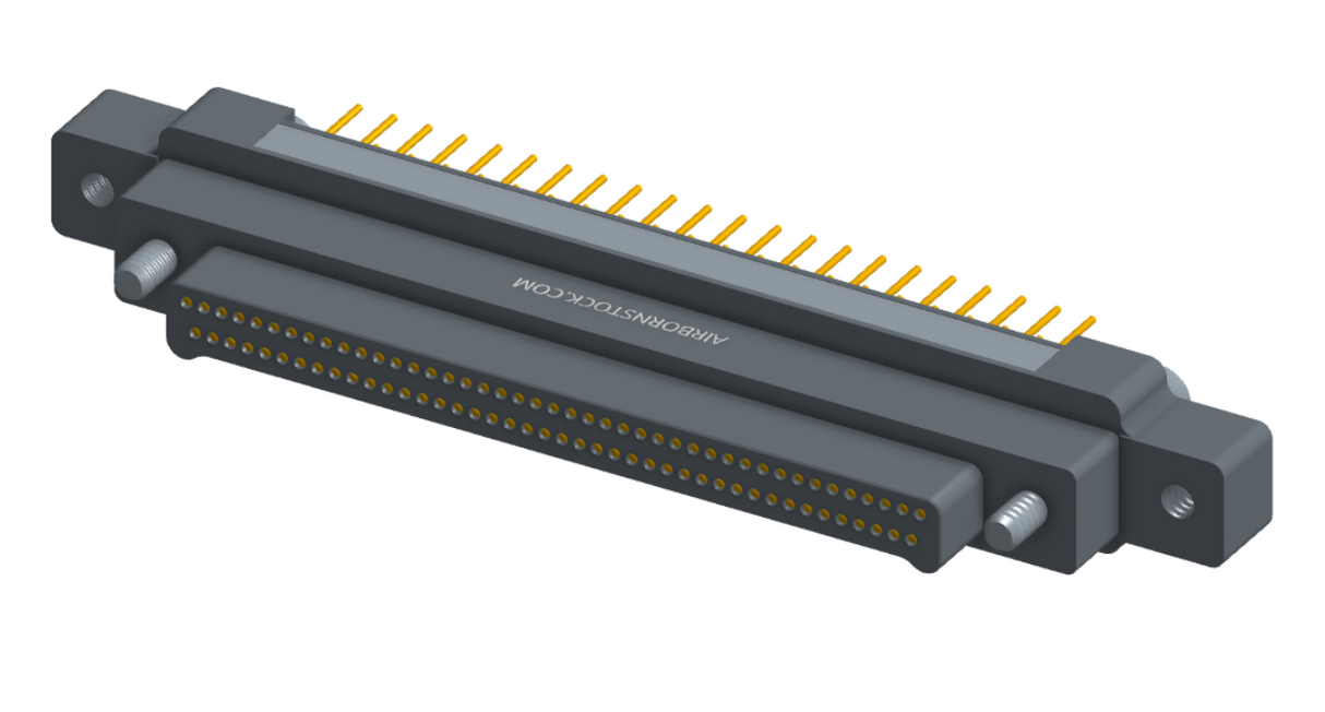 NK-2M5-085-155-JC00 - Nano-miniature D-shaped vertical plated through hole (PTH) board mount connector with mounting ears, 2 rows with 85 contacts, and no hardware. (Plug)