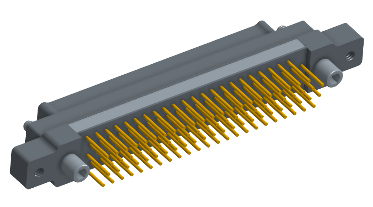 NK-2M5-091-148-JC00 - Nano-miniature D-shaped vertical plated through hole (PTH) board mount connector with mounting ears, 2 rows with 91 contacts, and no hardware. (Plug)
