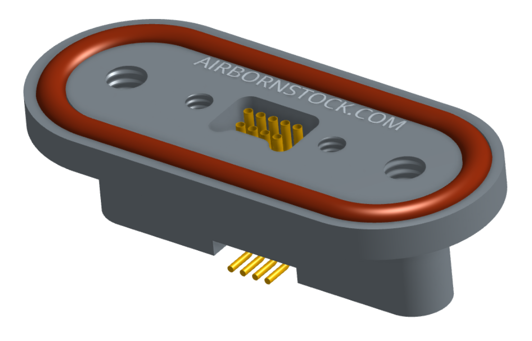 NKRP-2B4-009-228-TH00 - Nano-miniature D-shaped rear panel mount vertical surface board mount (SMT) connector with fluorosilicone o-ring, 2 rows with 36617 contacts, and threaded holes for attachment hardware. (Receptacle)