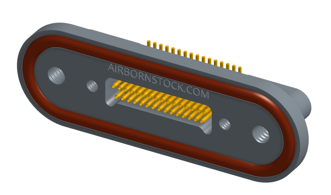 NKRP-2B4-031-228-TH00 - Nano-miniature D-shaped rear panel mount vertical surface board mount (SMT) connector with fluorosilicone o-ring, 2 rows with 36617 contacts, and threaded holes for attachment hardware. (Receptacle)