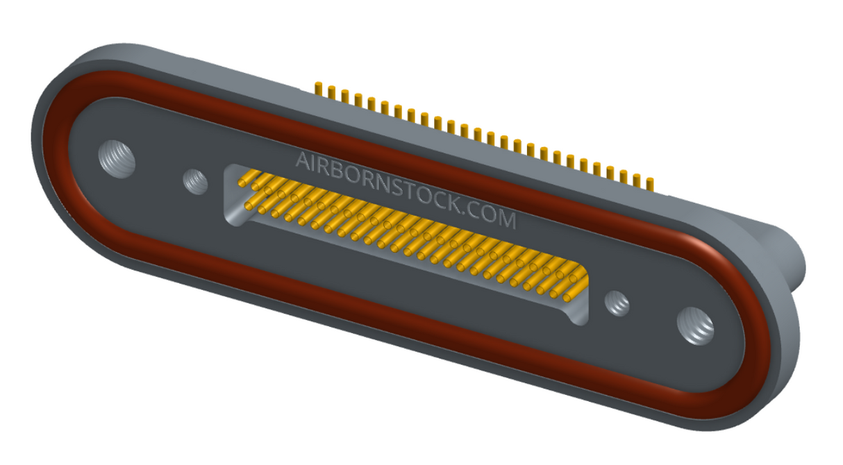 NKRP-2B4-051-228-TH00 - Nano-miniature D-shaped rear panel mount vertical surface board mount (SMT) connector with fluorosilicone o-ring, 2 rows with 36617 contacts, and threaded holes for attachment hardware. (Receptacle)