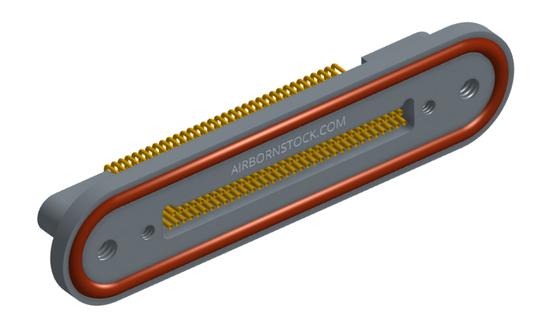 NKRP-2D4-069-225-TH00 - Nano-miniature D-shaped rear panel mount horizontal surface board mount (SMT) connector with fluorosilicone o-ring, 2 rows with 36617 contacts, and threaded holes for attachment hardware. (Receptacle)