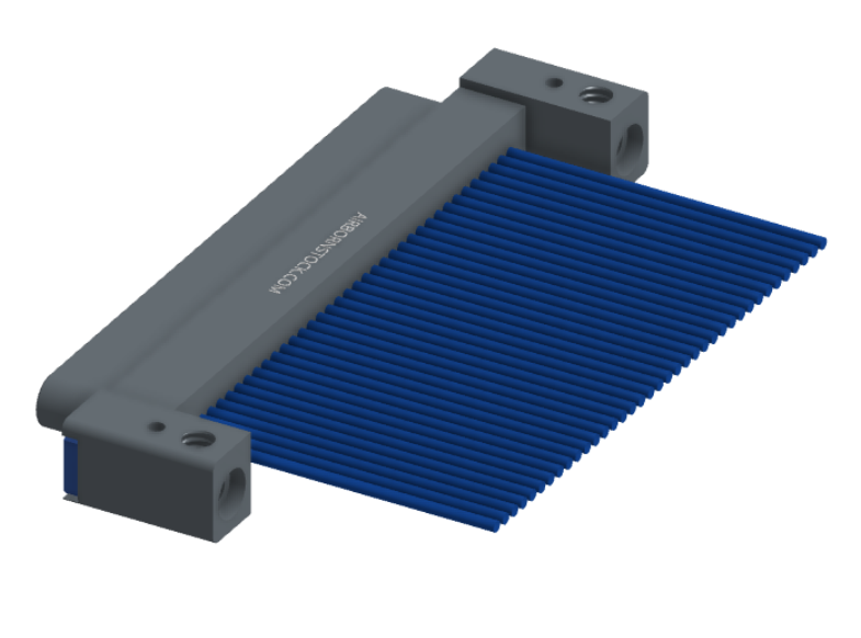 NM-132-037-161-THAA - Nano-miniature D-shaped I/O connector with mounting holes, 37 contacts, and threaded holes for attachment hardware.