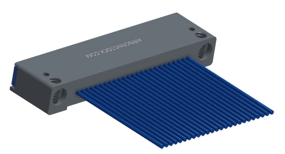 NM-142-025-261-THAA - Nano-miniature D-shaped I/O connector with mounting holes, 25 contacts, and threaded holes for attachment hardware.