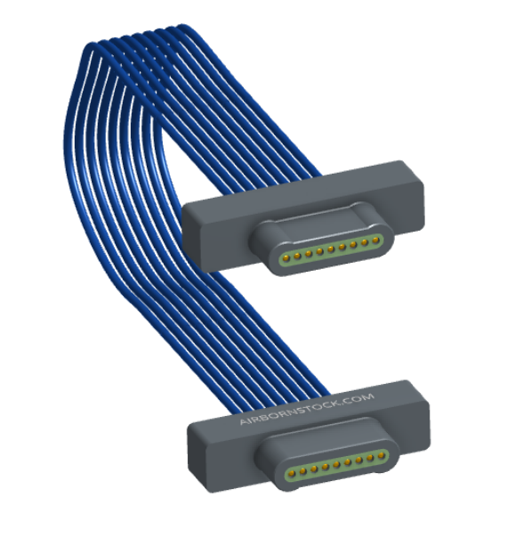 NM-1J4-009-PP1-00AA - Nano-miniature D-shaped I/O jumper cable with 9 contacts and no attachment hardware.