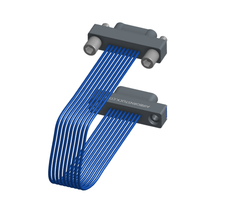 NM-1J3-009-PP1-JPAA - Nano-miniature D-shaped I/O jumper cable with 9 contacts and two turning jackscrews on one plug and two threaded holes on the other plug.