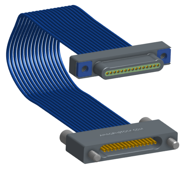 NM-1J4-015-PS1-TJAA - Nano-miniature D-shaped I/O jumper cable with 15 contacts and two threaded holes on the plug and two turning jackscrews on the receptacle.