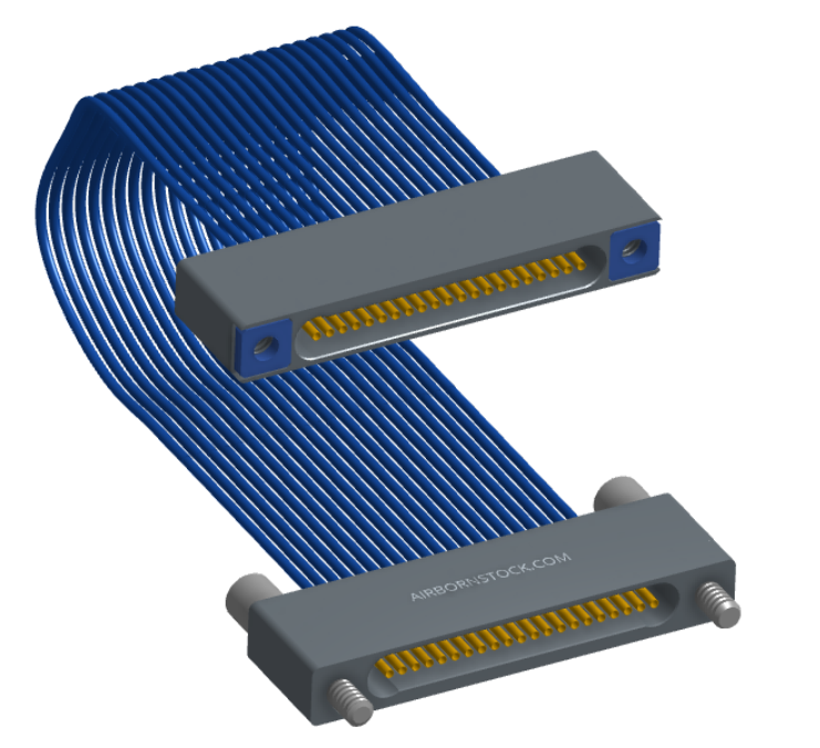 NM-1J2-021-SS1-JRAA - Nano-miniature D-shaped I/O jumper cable with 21 contacts and two turning jackscrews on one receptacle and two threaded holes on the other receptacle.