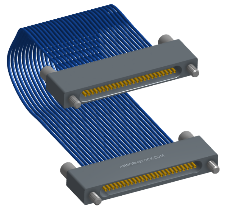 NM-1J4-025-SS1-JJAA - Nano-miniature D-shaped I/O jumper cable with 25 contacts and four turning jackscrews (2 per connector).