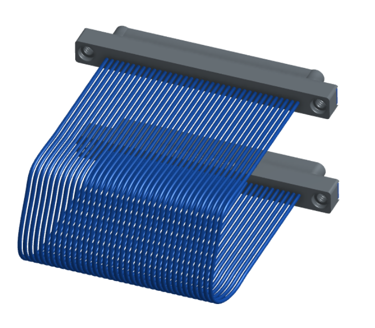 NM-1J3-037-PP1-TTAA - Nano-miniature D-shaped I/O jumper cable with 37 contacts and four threaded holes (2 per connector).