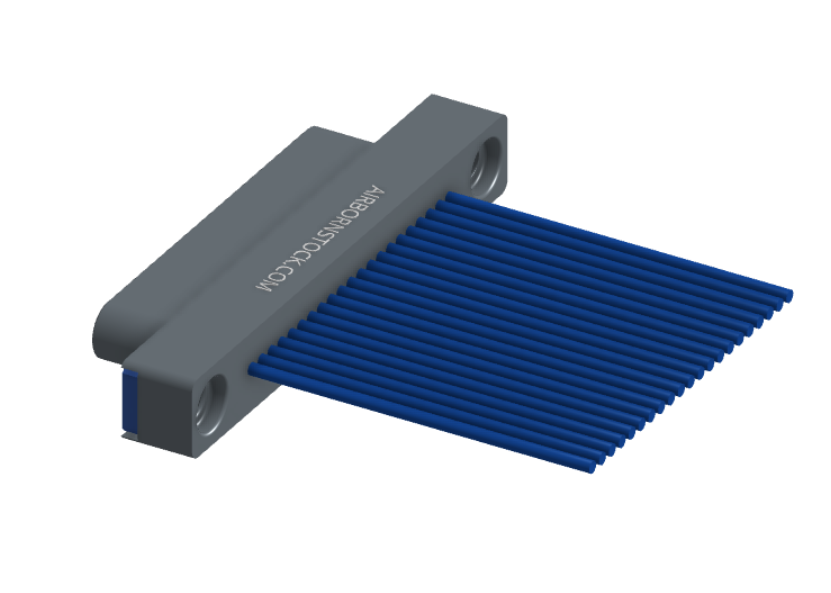 NM-114-021-161-THAA - Nano-miniature D-shaped I/O connector with 21 contacts and threaded holes for attachment hardware.