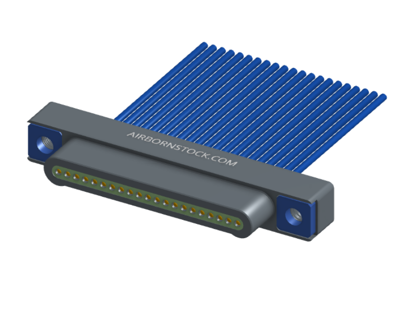 NM-114-021-161-THAA - Nano-miniature D-shaped I/O connector with 21 contacts and threaded holes for attachment hardware.