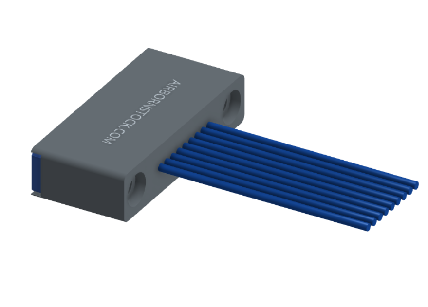 NM-122-009-261-THAA - Nano-miniature D-shaped I/O connector with 9 contacts and threaded holes for attachment hardware.