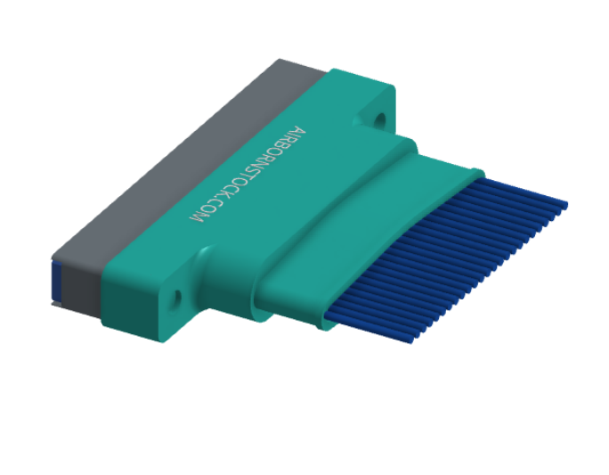 NM-162-025-261-THAA - Nano-miniature D-shaped I/O connector with factory installed backshell and with 25 contacts and threaded holes for attachment hardware.