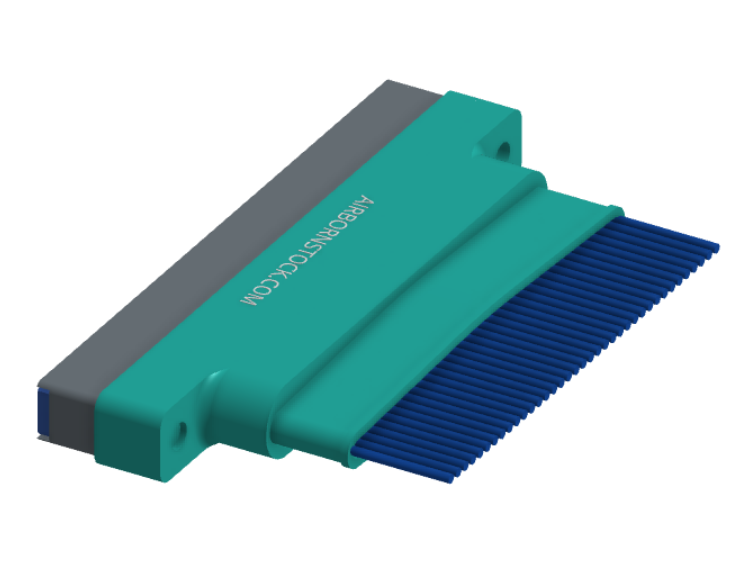 NM-165-037-261-THAA - Nano-miniature D-shaped I/O connector with factory installed backshell and with 37 contacts and threaded holes for attachment hardware.