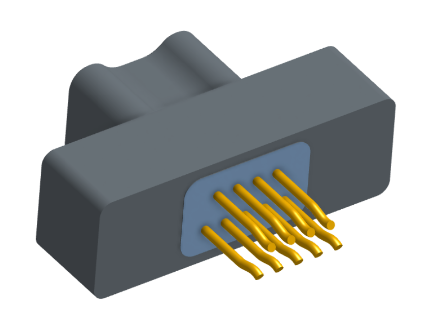 NM-212-009-125-0000 - Nano-miniature D-shaped straddle mount flex circuit board mount connector, 2 rows with 9 contacts, and no hardware. (Plug)