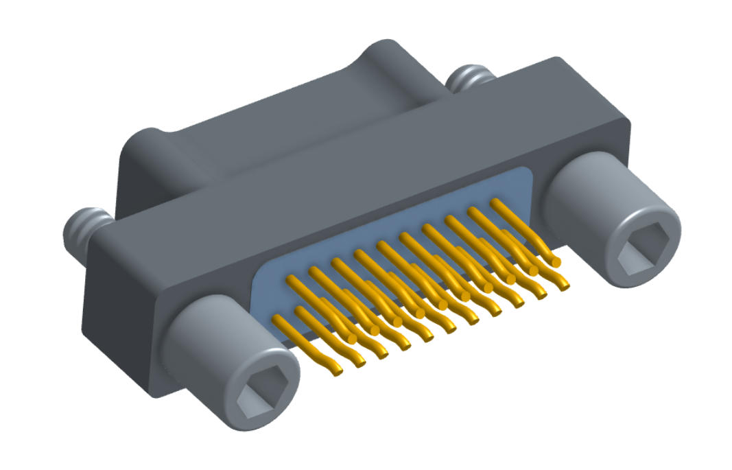 NM-212-021-125-JC00 - Nano-miniature D-shaped straddle mount flex circuit board mount connector, 2 rows with 21 contacts, and no hardware. (Plug)