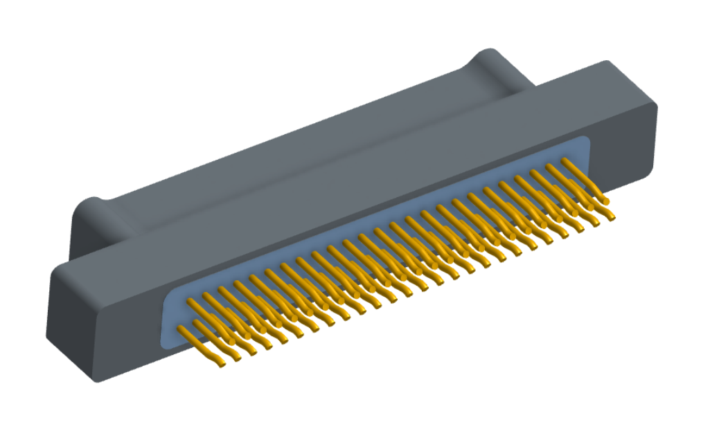 NM-213-051-128-0000 - Nano-miniature D-shaped straddle mount flex circuit board mount connector, 2 rows with 51 contacts, and no hardware. (Plug)