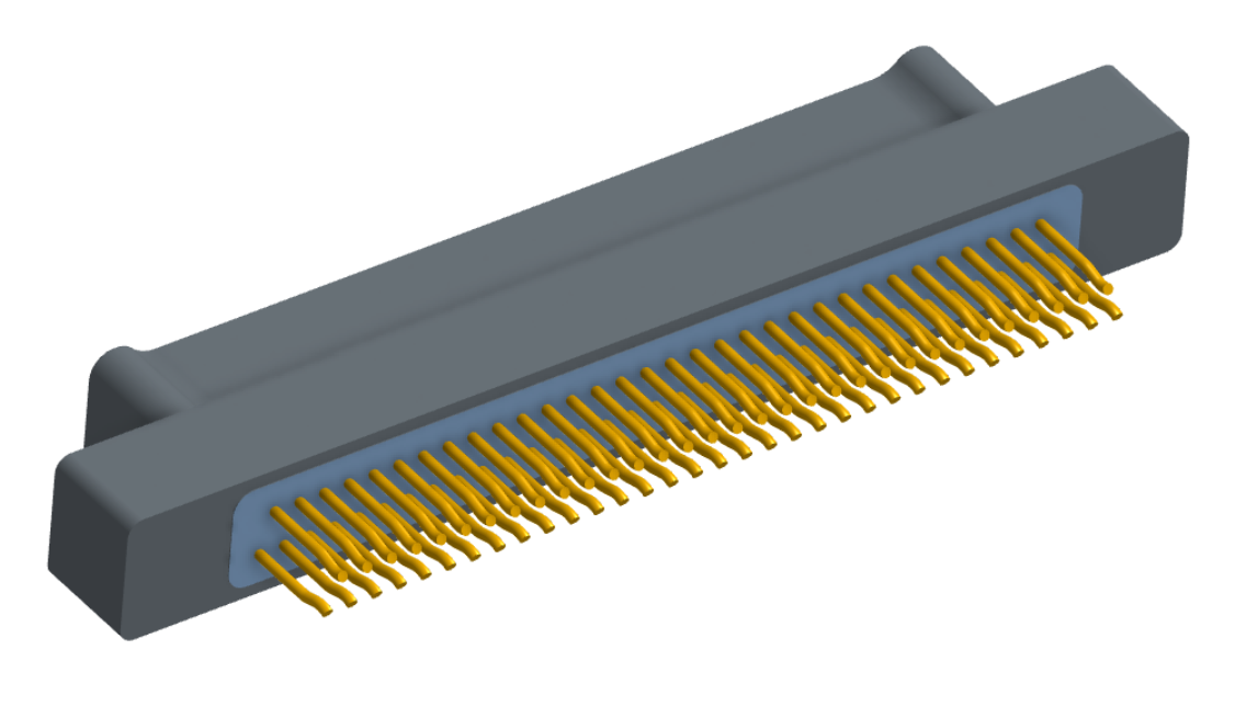NM-213-065-128-0000 - Nano-miniature D-shaped straddle mount flex circuit board mount connector, 2 rows with 65 contacts, and no hardware. (Plug)