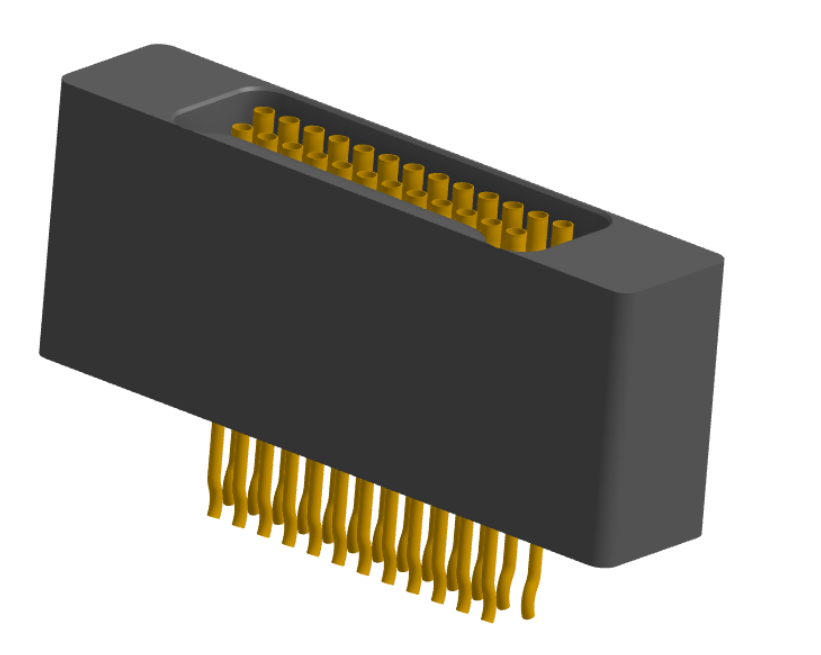 NM-225-025-228-0000 - Nano-miniature D-shaped straddle mount flex circuit board mount connector with mounting holes, 2 rows with 25 contacts, and no hardware. (Receptacle)