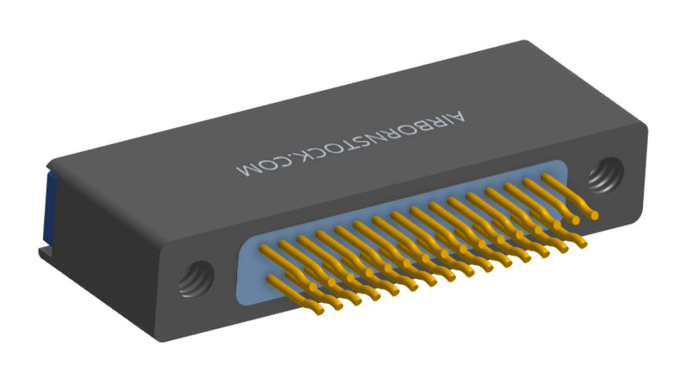 NM-225-031-225-TH00 - Nano-miniature D-shaped straddle mount flex circuit board mount connector with mounting holes, 2 rows with 31 contacts, and threaded holes for attachment hardware. (Receptacle)