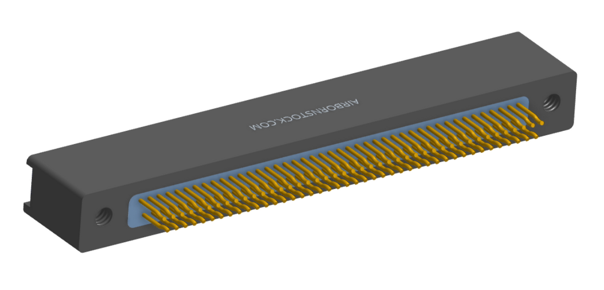 NM-225-085-225-TH00 - Nano-miniature D-shaped straddle mount flex circuit board mount connector with mounting holes, 2 rows with 85 contacts, and threaded holes for attachment hardware. (Receptacle)