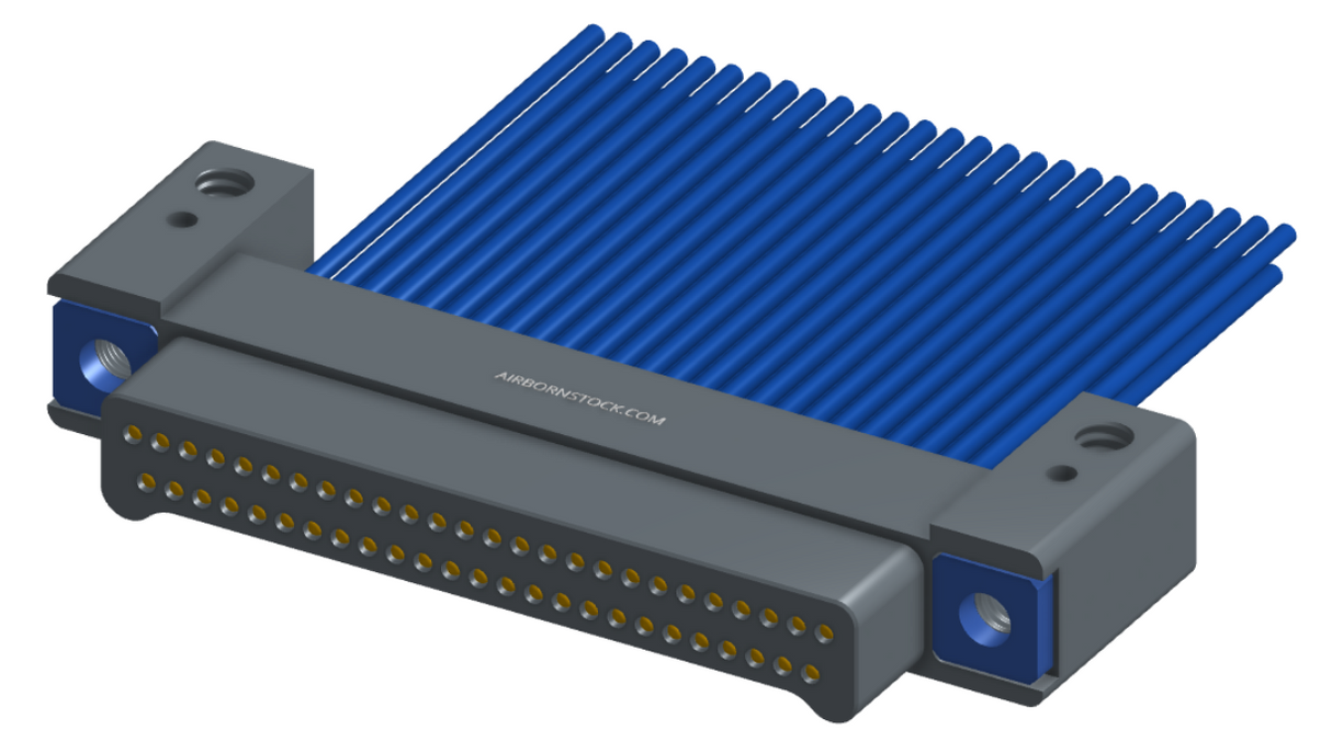 NM-232-051-161-THAA - Nano-miniature D-shaped I/O connector with mounting holes, 2 rows with 51 contacts, and threaded holes for attachment hardware. (Plug)