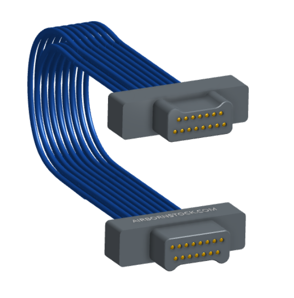 NM-2J4-015-PP1-00AA - Nano-miniature D-shaped I/O jumper cable with 2 rows and 15 contacts and no attachment hardware.