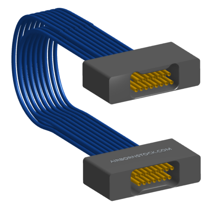 NM-2J4-015-SS1-00AA - Nano-miniature D-shaped I/O jumper cable with 2 rows and 15 contacts and no attachment hardware.
