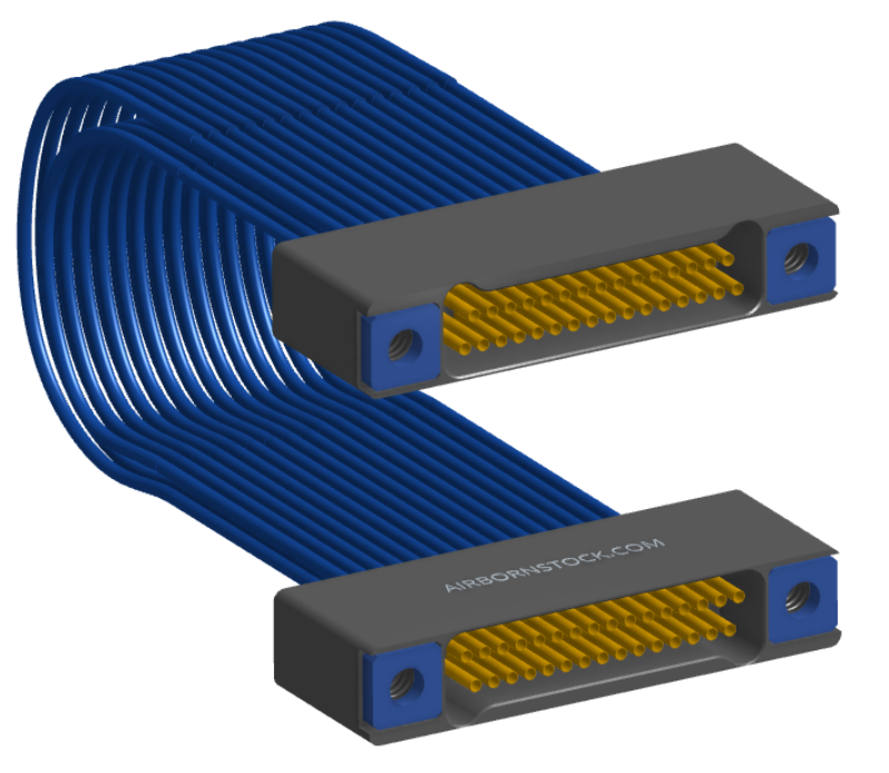 NM-2J3-031-SS1-TTAA - Nano-miniature D-shaped I/O jumper cable with 2 rows and 31 contacts and four threaded holes (2 per connector).