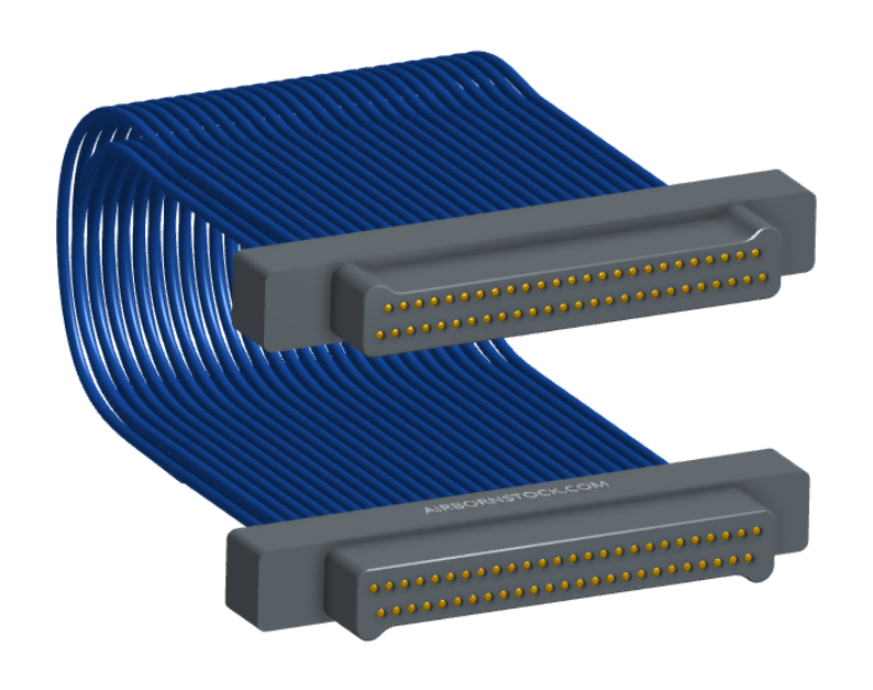 NM-2J4-051-PP1-00AA - Nano-miniature D-shaped I/O jumper cable with 2 rows and 51 contacts and no attachment hardware.