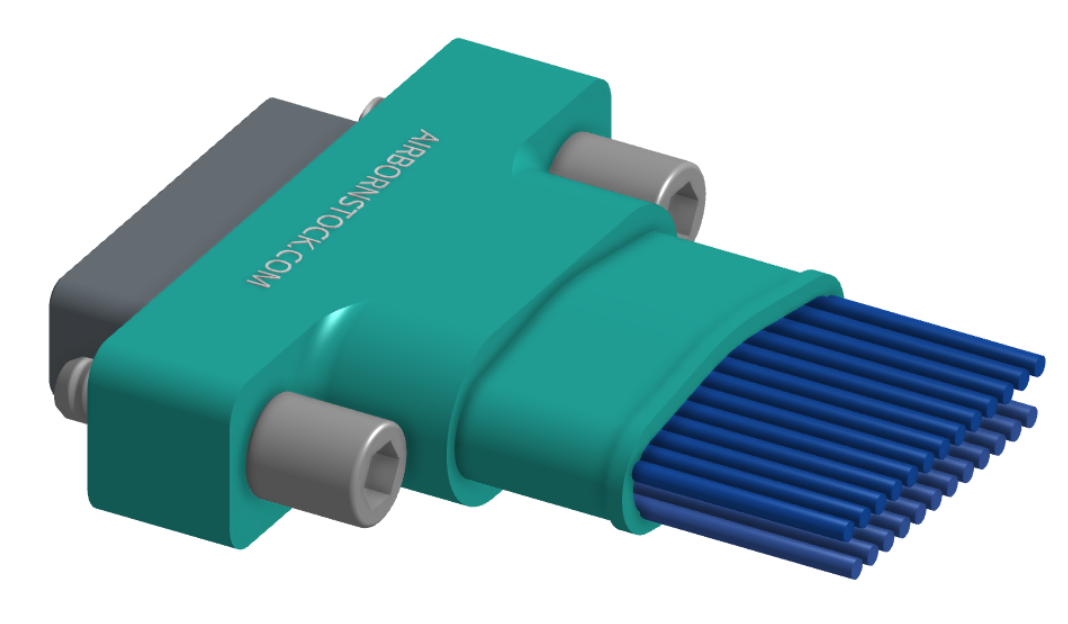 NM-252-025-161-JCAA - Nano-miniature D-shaped I/O connector with a factory installed backshell, 2 rows of 25 contacts, and turning jackscrew attachment hardware. (Plug)