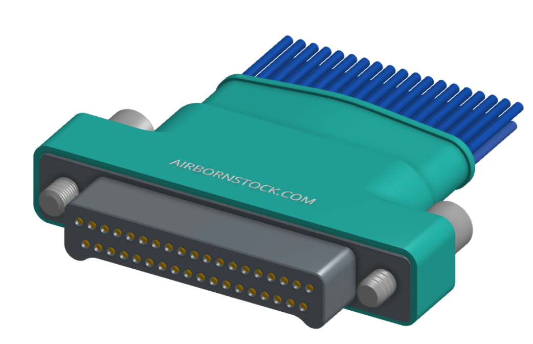 NM-252-037-161-JCAA - Nano-miniature D-shaped I/O connector with a factory installed backshell, 2 rows of 37 contacts, and turning jackscrew attachment hardware. (Plug)