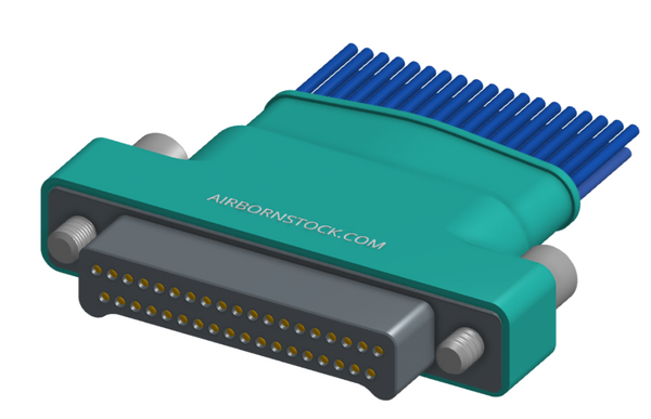 NM-252-037-161-JCAA - Nano-miniature D-shaped I/O connector with a factory installed backshell, 2 rows of 37 contacts, and turning jackscrew attachment hardware. (Plug)