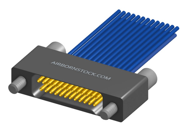 NM-224-025-261-JCAA - Nano-miniature D-shaped I/O connector, 2 rows of 25 contacts, and turning jackscrew attachment hardware.