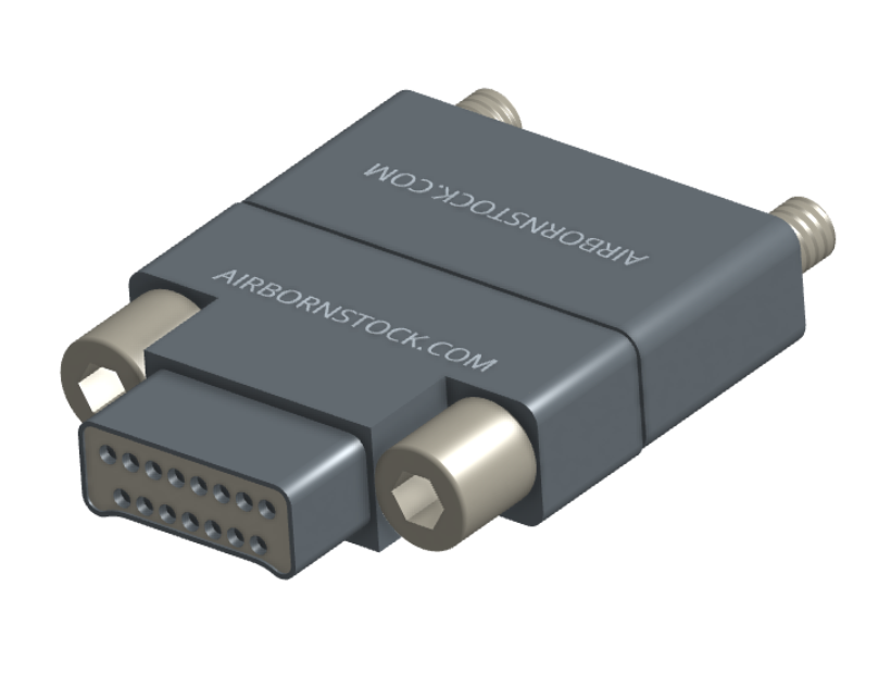 NMCS-2S5-015-PTRJ - Nano-D Connector Saver, 15 contacts, titanium body material, and plug with threaded holes and receptacle with turning jackscrew hardware.