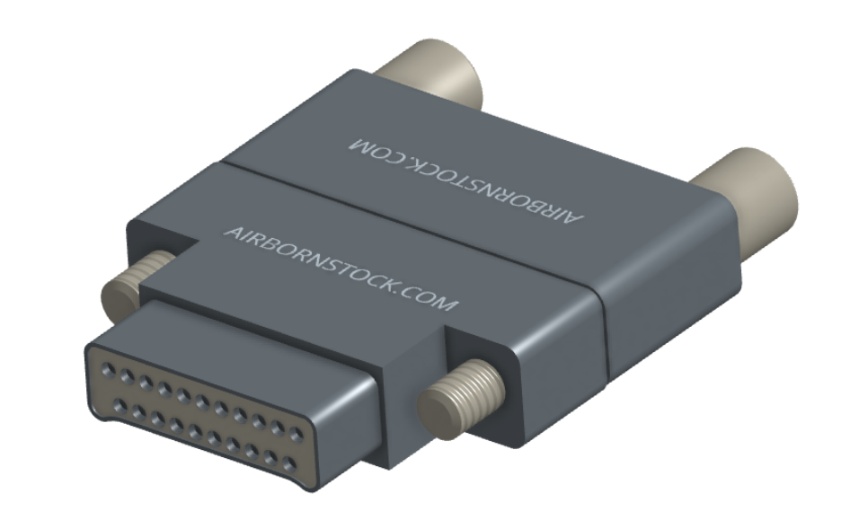 NMCS-2S5-021-PJRT - Nano-D Connector Saver, 21 contacts, titanium body material, and plug with turning jackscrew attachment hardware and receptacle with threaded holes.